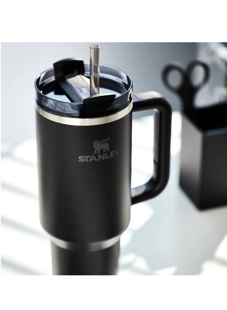 Stanley Quencher H2.0 FlowState Vacuum Insulated Tumbler – 40 oz Black Stainless Steel Travel Mug with Leakproof Lid & Reusable Straw | Double-Walled Design Keeps Drinks Hot for 7 Hours & Cold for 24 Hours | Durable, Portable & Ideal for Coffee, Water, Smoothies & Iced Tea  - Image 5
