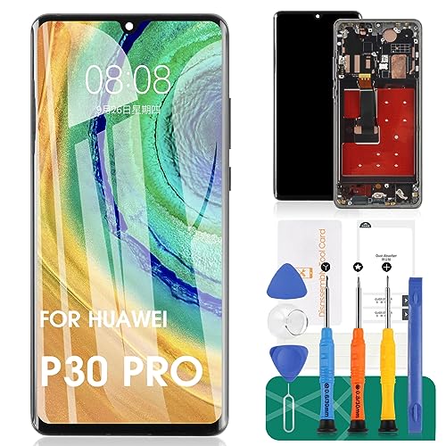 SRJTEK OLED for Huawei P30 Pro Screen Replacement LCD Display for VOG-L29 VOG-L09 VOG-AL00 VOG-TL00 Touch Screen Digitizer Assembly Replacement Repair Parts with Frame（Support Fingerprints） - Image 1