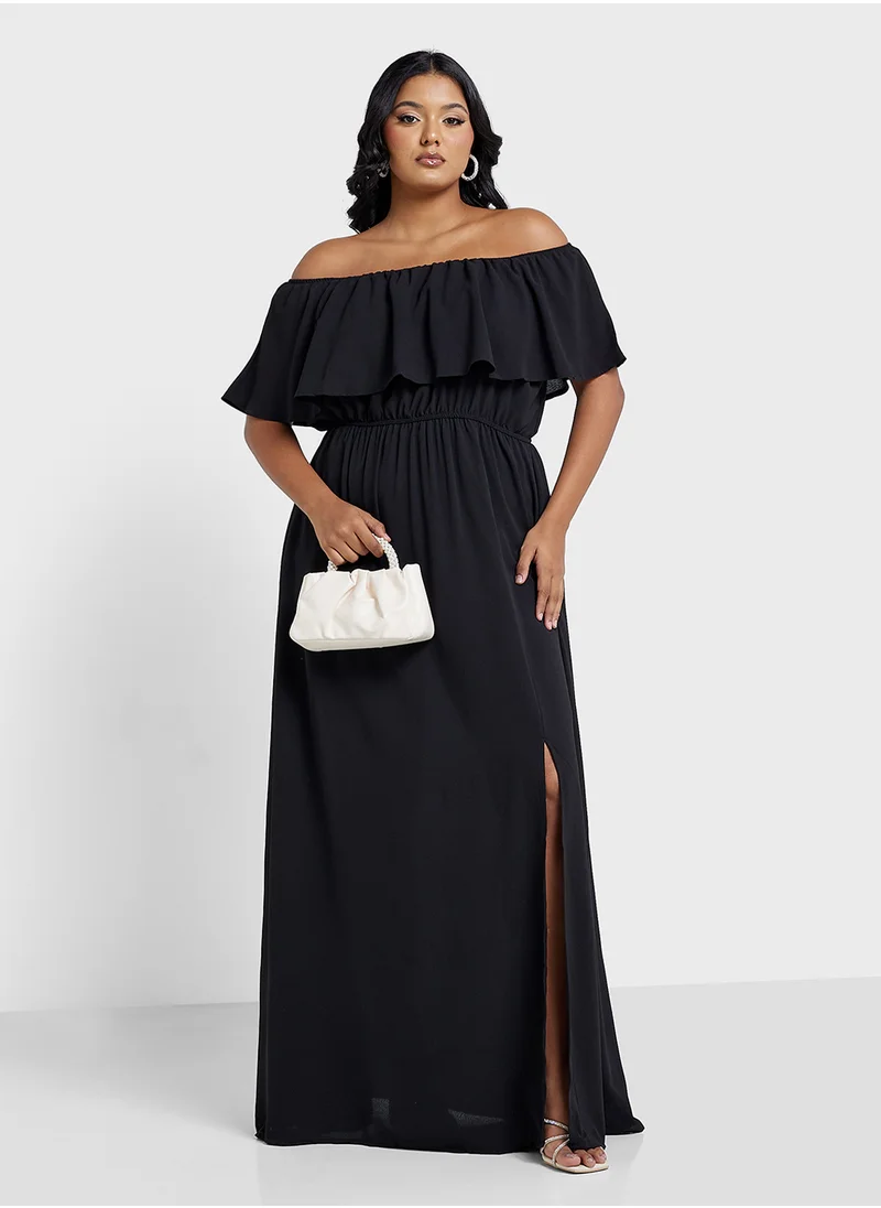 Ella Plus Off Shoulder Dress With Slit