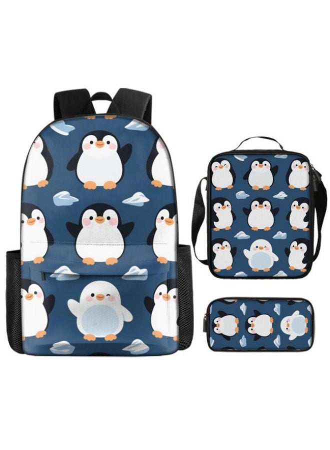 [Super new special offer] Cartoon theme bag three-piece set | double-shoulder + hand-held + storage pen bag | gift self-use good-looking - 1268  - Image 1