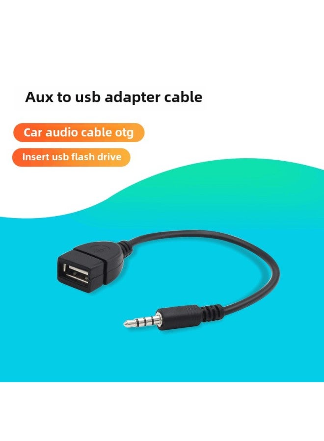 Car Mp3 Adapter USB Female To 3. 5MM U Disk Connection 12V Car CD Player Aux Car Audio Cable-Color:Black-Length:3.5 Injection Car Full Package OTG  - Image 1