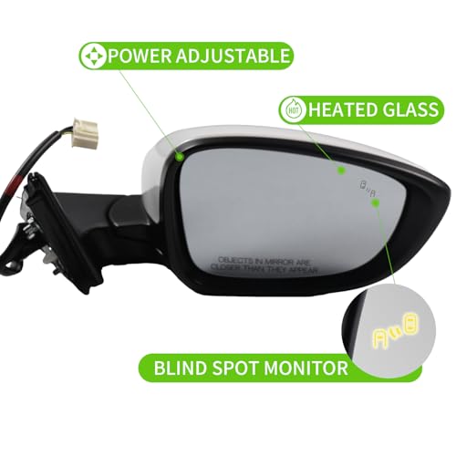 Liizoo Side Mirror for HONDA ACCORD 2018-2022 Car Door Mirror Fits for HONDA ACCORD 2018-2022 Right Passenger Side | Power | Heated |BSM |HO1321329| White (RH)-7 Wires - Image 3