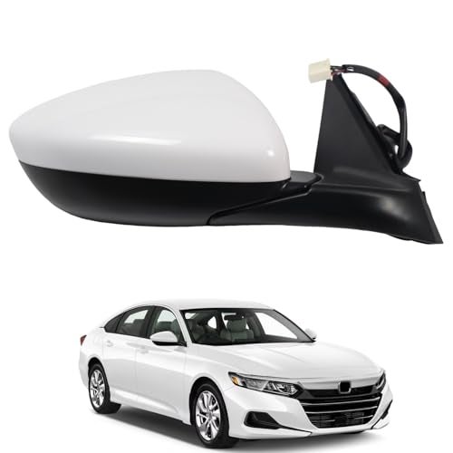 Liizoo Side Mirror for HONDA ACCORD 2018-2022 Car Door Mirror Fits for HONDA ACCORD 2018-2022 Right Passenger Side | Power | Heated |BSM |HO1321329| White (RH)-7 Wires - Image 1