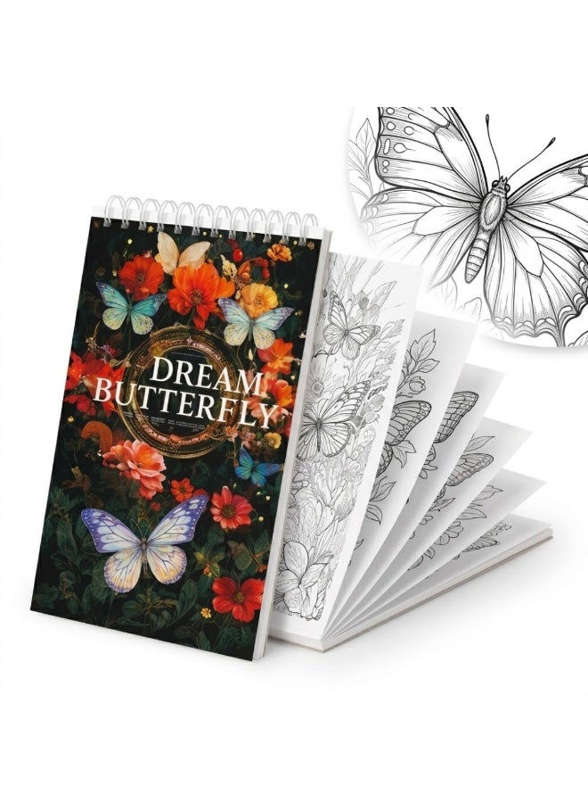 Lukadah Butterfly Coloring Book for Kids & Adults – Dream Butterfly Floral Coloring Book with Beautiful Butterflies and Flowers, Stress Relief Art Book, Spiral Bound Coloring Notebook for Girls Boys, Relaxation, Creative Drawing Activity Book Gift - Image 3