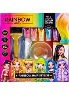 RAINBOW HIGH Rainbow High Rainbow Hair Stylist by Horizon Group USA Includes 5 Vibrant Hair Coloring Gels 3 Clipin Extensions for LessMess Mixing Bowl  Brush Temporary Hair Coloring for Kids 
