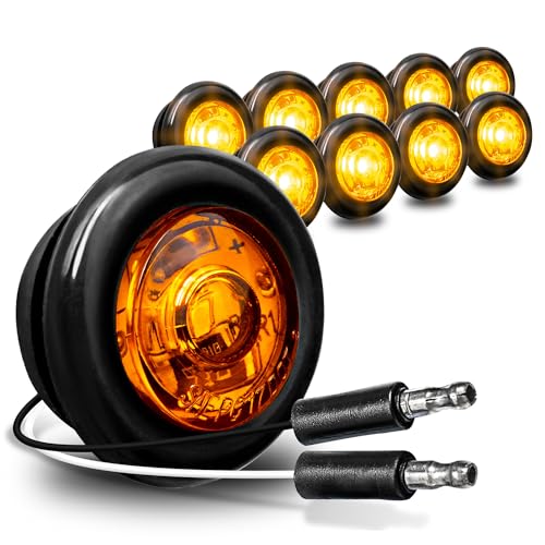 ONLINE LED STORE TRUE MODS 10pc 3/4" Inch Round Amber Trailer 12V LED Marker Light [DOT FMVSS 108] [SAE P2PC] [Semi-Spherical Output] [IP67 Waterproof] [Bullet Style] Small Clearance Marker Lights for Trailer Truck RV - Image 1