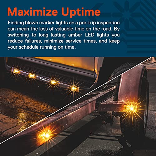 ONLINE LED STORE TRUE MODS 10pc 3/4" Inch Round Amber Trailer 12V LED Marker Light [DOT FMVSS 108] [SAE P2PC] [Semi-Spherical Output] [IP67 Waterproof] [Bullet Style] Small Clearance Marker Lights for Trailer Truck RV - Image 3