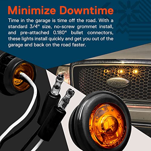 ONLINE LED STORE TRUE MODS 10pc 3/4" Inch Round Amber Trailer 12V LED Marker Light [DOT FMVSS 108] [SAE P2PC] [Semi-Spherical Output] [IP67 Waterproof] [Bullet Style] Small Clearance Marker Lights for Trailer Truck RV - Image 2