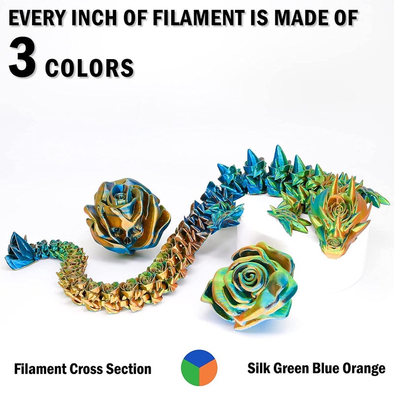 Protomont TECHNOLOGIES FiLAMONT PLA Silk Filament 1.75mm, 3D Printer Filament, Shiny Silk 1.75 PLA Filament, 1kg(2.2Lbs)/Spool (Silk Tri Orange Blue Green) - Image 2