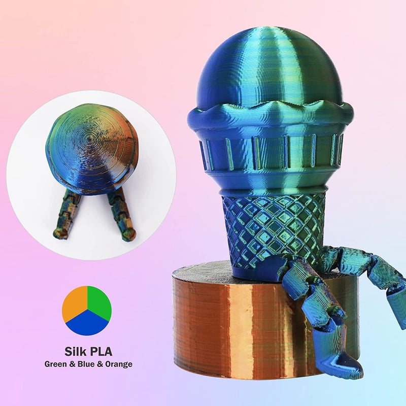 Protomont TECHNOLOGIES FiLAMONT PLA Silk Filament 1.75mm, 3D Printer Filament, Shiny Silk 1.75 PLA Filament, 1kg(2.2Lbs)/Spool (Silk Tri Orange Blue Green) - Image 3