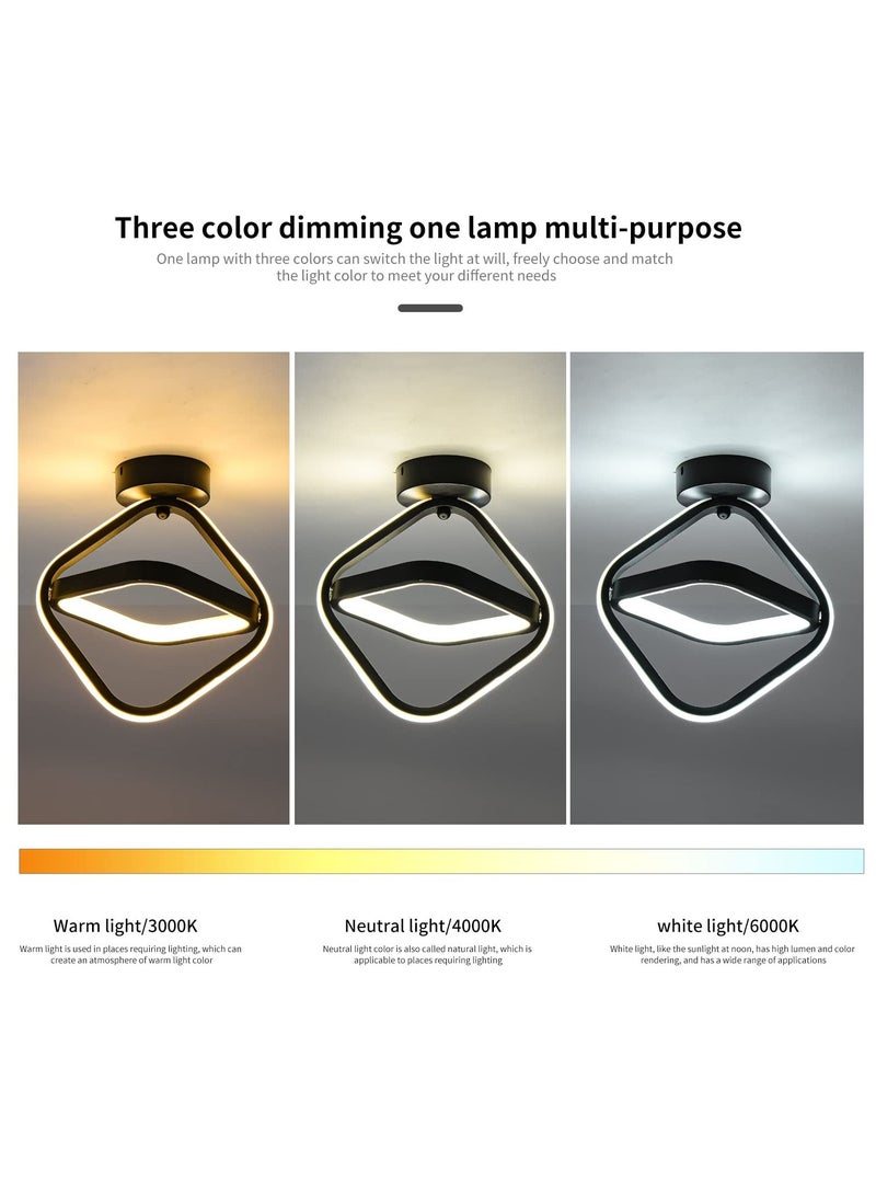 HOMESTAR Square Hallway Light, Modern Mini LED Ceiling Light Fixtures, 3 Color Changeable Acrylic Metal Lamp for Living Room Bedroom Kitchen Office Corridor Lights (3000K-6500K) - Image 3