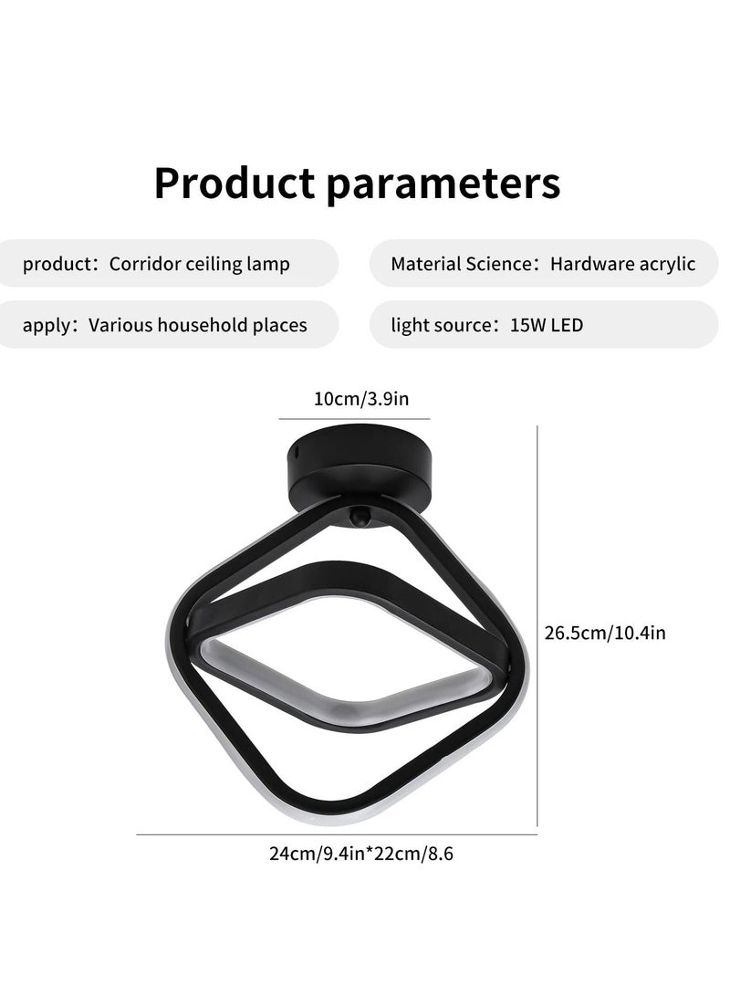 HOMESTAR Square Hallway Light, Modern Mini LED Ceiling Light Fixtures, 3 Color Changeable Acrylic Metal Lamp for Living Room Bedroom Kitchen Office Corridor Lights (3000K-6500K) - Image 5