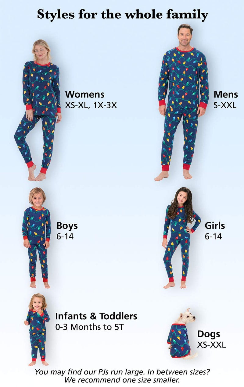 PajamaGram Matching Christmas PJs for Family, Christmas Lights, Dog Medium Blue - Image 5