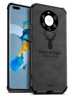 Excefore Phone Case for Huawei Mate 40 Pro+, Ultra-thin Matte Leather Back Case Silicone Soft Edge Shockproof Full Body Protective Cover Case for Huawei Mate 40 Pro Plus 6.76" -Black  - Image 2