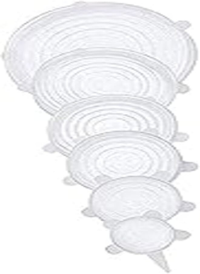 Generic 6PCS/Set Universal Silicone Lids Stretch Suction Cover Cooking Pot Pan Silicone Cover Pan Spill Lid Stopper Home Bowl Cover 
