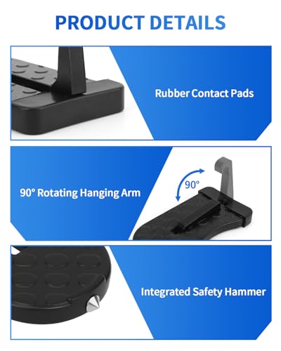 Cfyosnk Car Door Step, Aluminum with 400lb Capacity, Anti-Slip Surface, Foldable for Car Roof Access and Roof Racks, Black Step for SUV/Truck - Image 3
