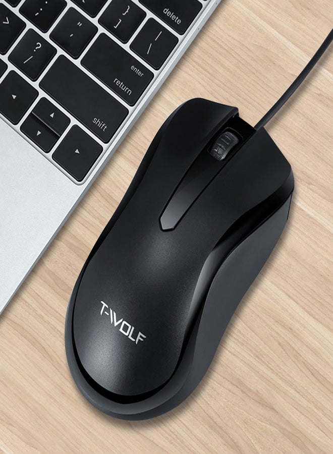 T-WOLF V12 USB Optical Wired with Easy Click Ergonomic Design 1000DPI Premium and Portable Computer Mice Compatible with Windows PC Laptop Desktop for Office and Home - Image 3