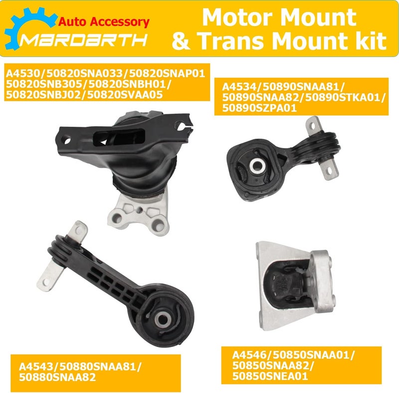 Mardarth Set of 4 Engine Motor and Transmission Mounts for 2006-2010 Honda Civic 1.8L Automatic - Image 3
