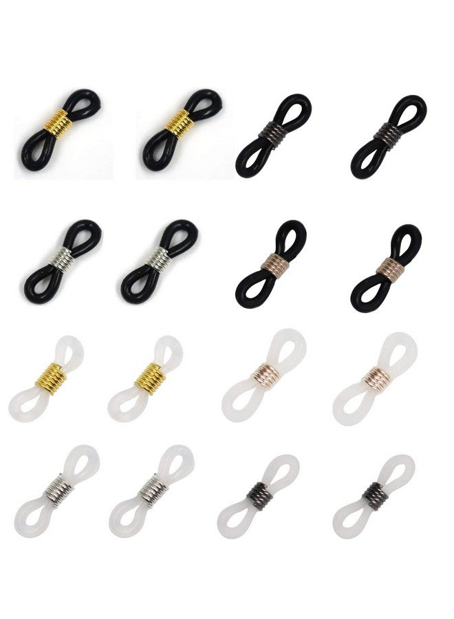 Ruwado Ruwado 16 Pcs Eyeglass Chain Ends Silicone Adjustable Anti-Slip Rubber Connectors Eyeglass Strap Retainer Chain Holder Loops for Sunglasses Sports Eyeglasses Necklace Chain  - Image 1