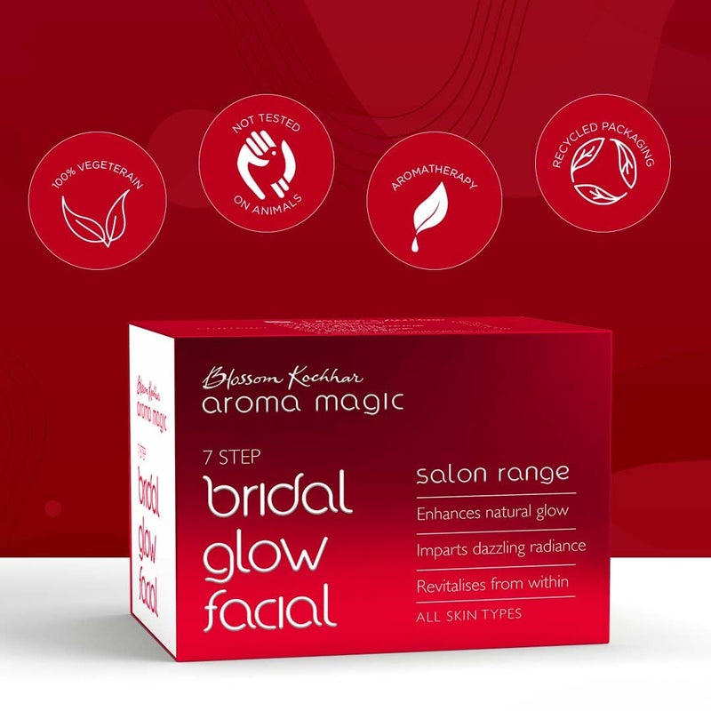 Aroma Magic مجموعة عناية الوجه المتألقة للعروس من أروما ماجيك | 7 خطوات لعناية الوجه لإشراقة وبشرة متألقة | تنعش البشرة الباهتة وتغذيها بعمق | عناية بالبشرة للعروس بجودة الصالون في المنزل | مناسبة لجميع أنواع البشرة - Image 5
