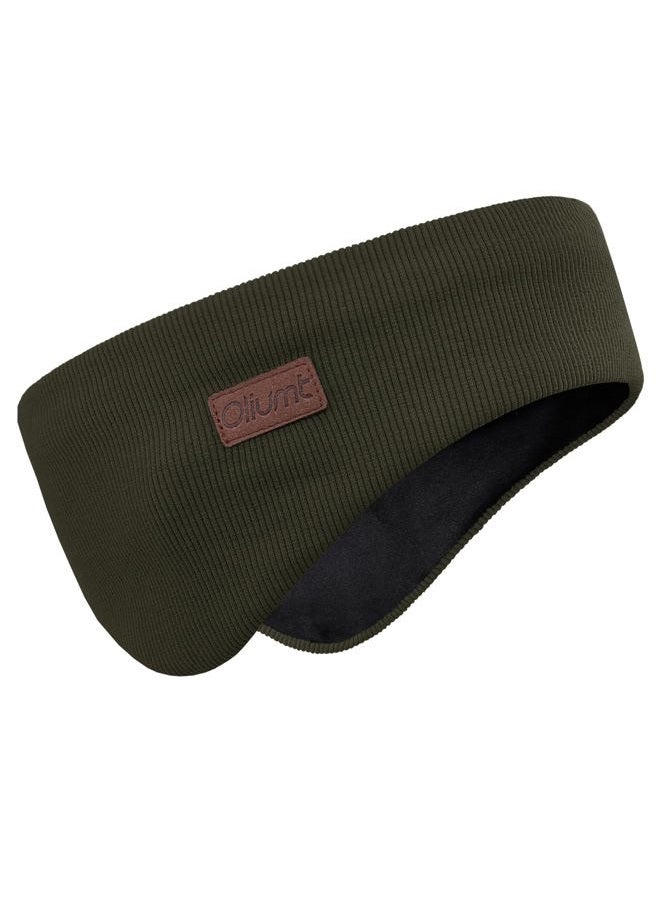 Oliumt Winter Ear Warmer Headband for Men Women Double-Layer Knit Ear Muffs Cover with Fuzzy Lining for Running and Cycling (Army Green, One Size) - Image 1