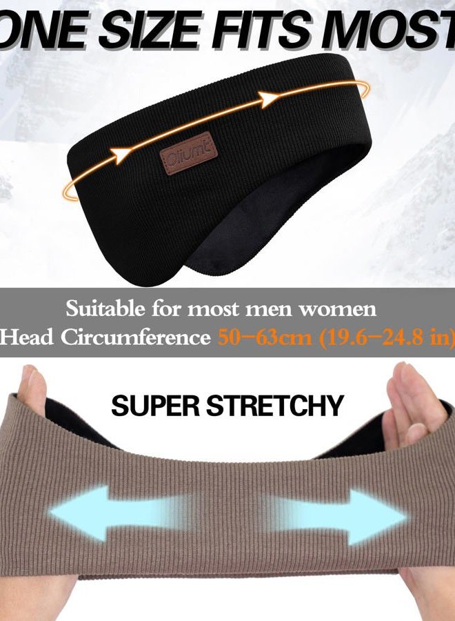 Oliumt Winter Ear Warmer Headband for Men Women Double-Layer Knit Ear Muffs Cover with Fuzzy Lining for Running and Cycling (Army Green, One Size) - Image 4