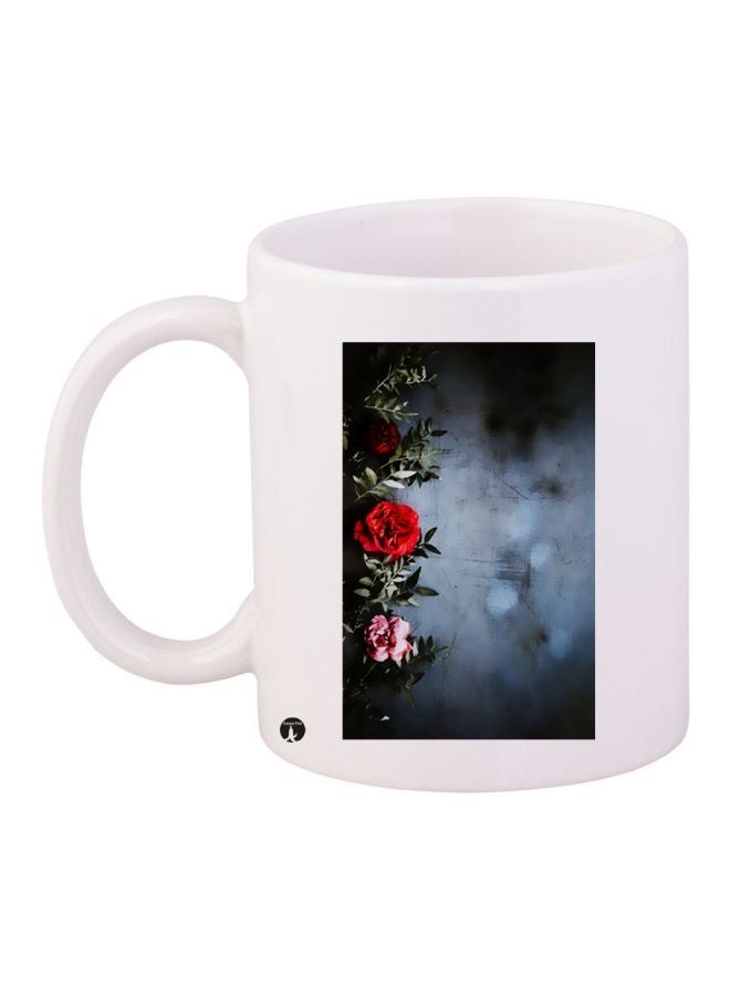 RYN Floral Printed Coffee Mug White/Pink/Green 11ounce