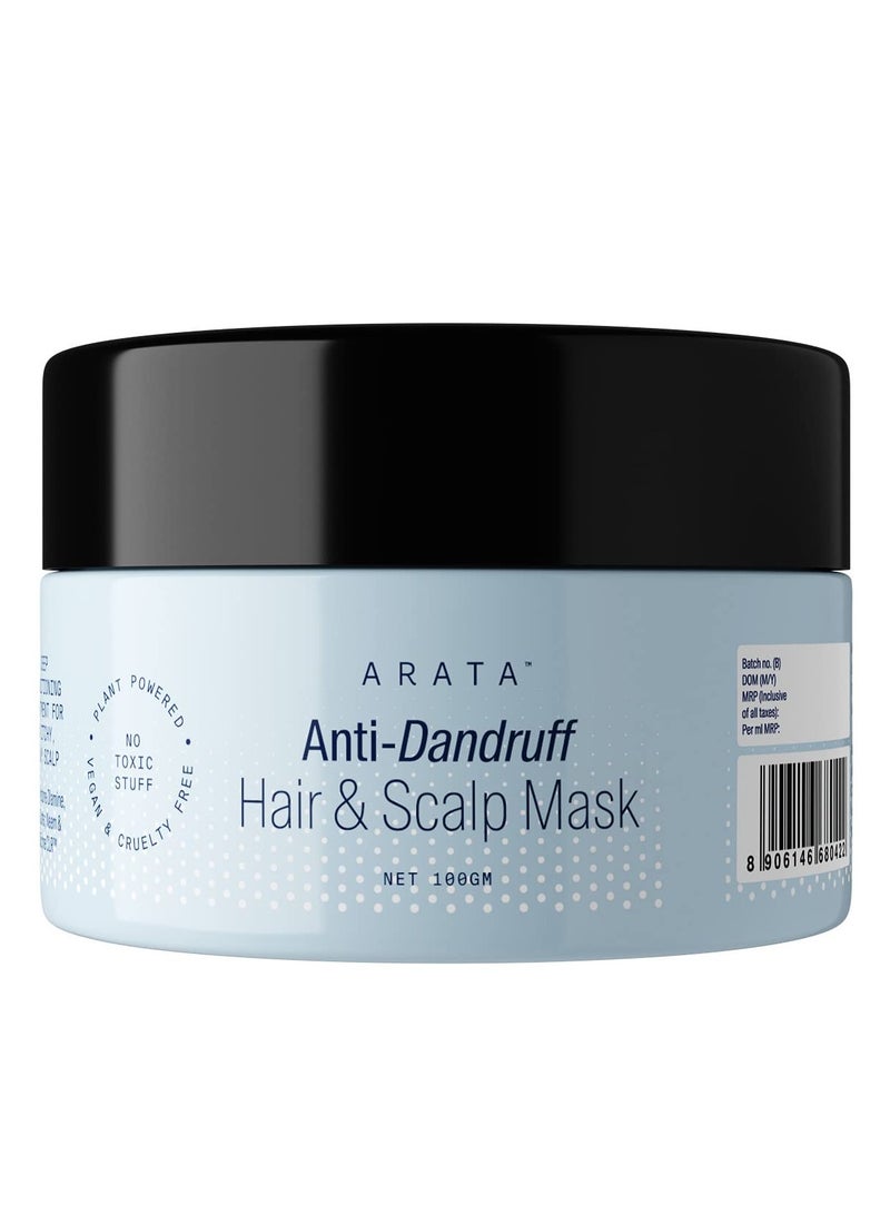 أراتا قناع أراتا المضاد للقشرة للشعر وفروة الرأس (100 جم) لجميع أنواع الشعر مع زيت شجرة الشاي، زبدة الشيا كيوتي بيوم سي إل آر لفروة الرأس الجافة والمتقشرة والحكة - Image 1