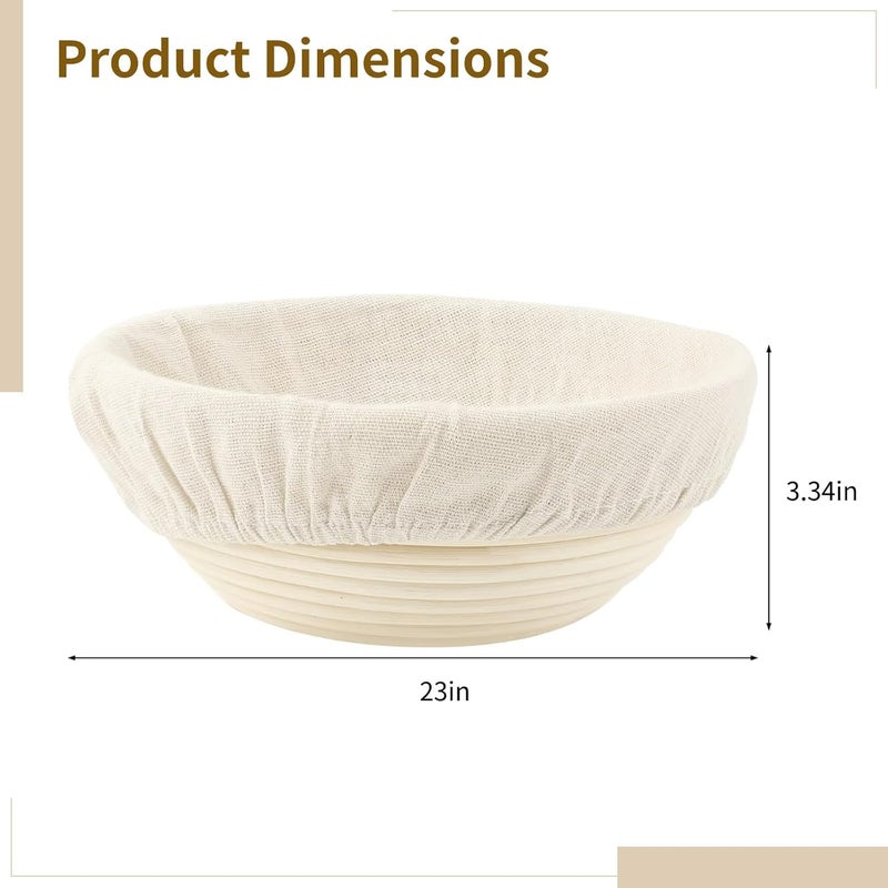 4 Pcs Round Proofing Baskets, 23 X 8.5 Cm Proofing Basket Set, Rattan Bread Kit, with Cloth Liners for Sourdough - Image 4