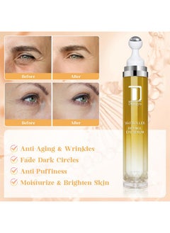 Dongyu Retinol Eye Serum 360° Roller Retinol Eye Cream With Massage Ball Caffeine And Yeast Under Eye Roller Serum Anti Aging Eye Cream For Dark Circles Puffiness Bags Reduce Wrinkles Fine Lines  - Image 3