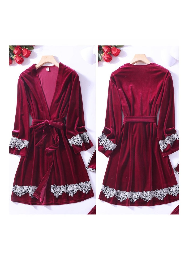 KUYING Women's Set Autumn And Winter Pajamas, Golden Velvet Pajamas  - Image 2