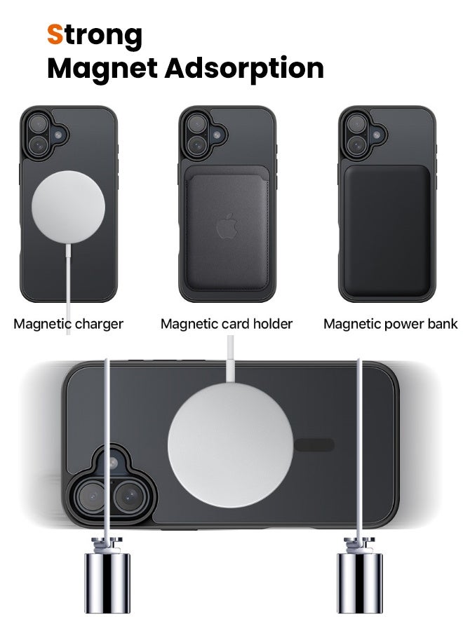 DUX DUCIS iPhone 16 Case, Strong Magnetic [Compatible with Magsafe] Case, Four Corners Anti Drop, Anti Fingerprint, Never Yellow, Matte Back, Slim Skin Friendly Magnet Case for iPhone 16, Black - Image 3