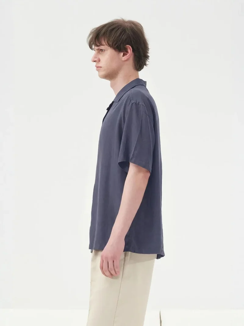 Giesto Navy Blue GIESTO Relaxed Fit Short Sleeve Button-Up Shirt for Men | Best Price UAE