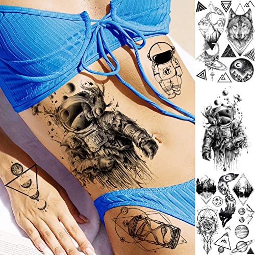 JOEHAPY 33 Sheets Outer Space Temporary Tattoos for Kids Boys Girl Women Men Adults Children, Geometry Astronaut Universe Fake Tattoo Star Moon Solar Syetem - Image 5
