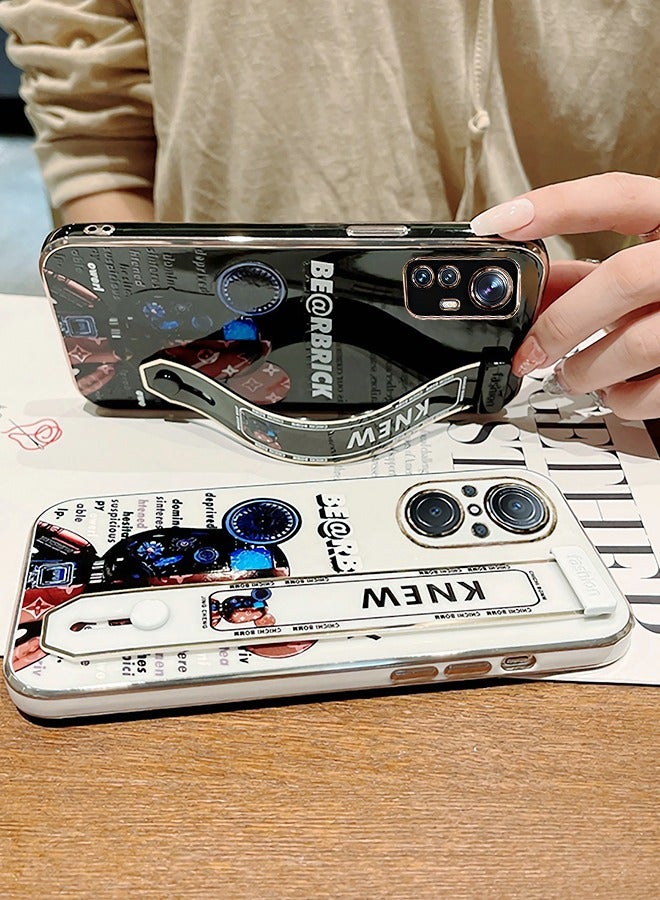 GROIC جراب لطيف لهاتف Xiaomi 12 Pro Case مقاس 6.73 بوصة، جراب هاتف لامع برسومات الدب العنيف الكرتوني مع حزامين للمعصم، جراب هاتف ناعم مقاوم للصدمات من مادة TPU مناسب للنساء والفتيات - Image 5