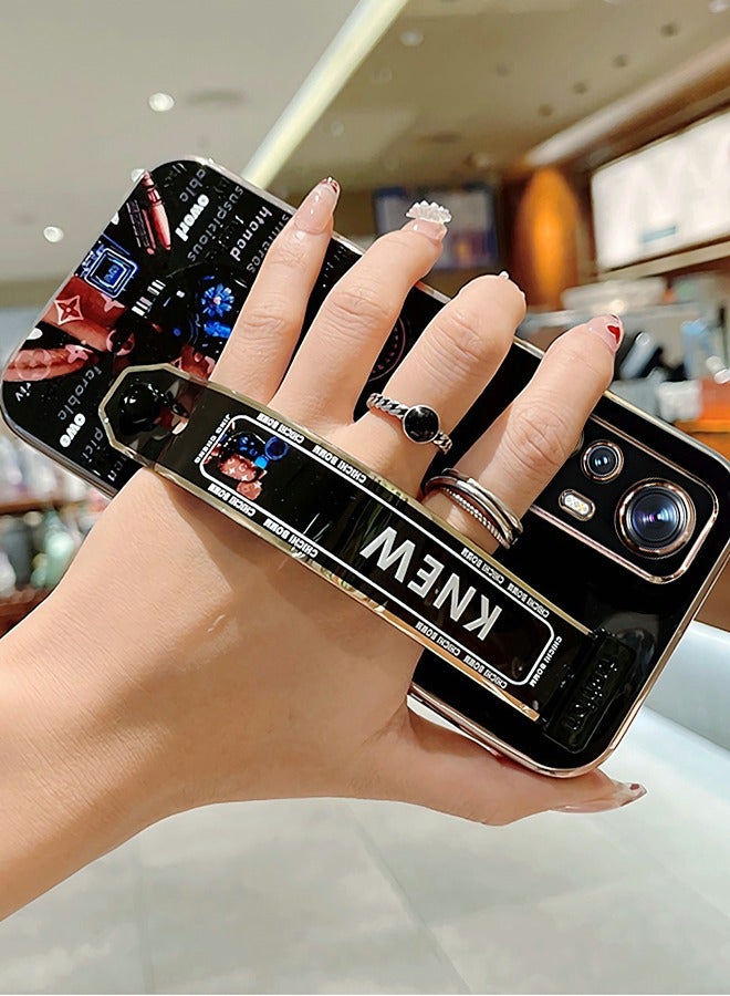 GROIC جراب لطيف لهاتف Xiaomi 12 Pro Case مقاس 6.73 بوصة، جراب هاتف لامع برسومات الدب العنيف الكرتوني مع حزامين للمعصم، جراب هاتف ناعم مقاوم للصدمات من مادة TPU مناسب للنساء والفتيات - Image 2