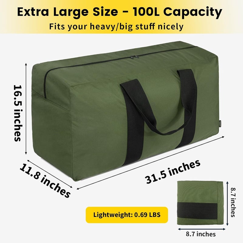 Vorspack Extra Large Duffle Bag for Travel - 100L Duffel Bag for Men Gear Bag for Storage Foldable Weekender Bag for Overnight Camping - Black - Image 1