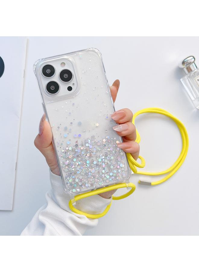 Zaboon Case For iPhone 13 Pro Max Lanyard Glitter Epoxy Clear Phone Case - Image 1