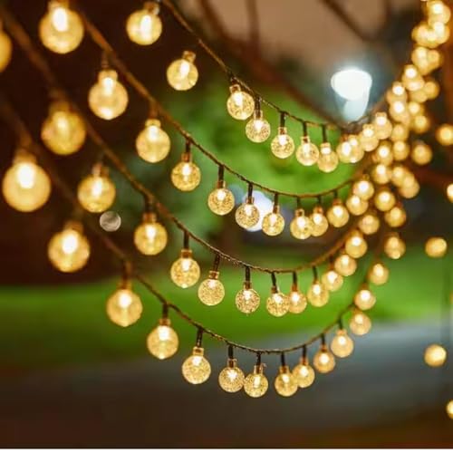 One94Store Crystal Ball String Lights 3 Meter, 14 LED Warm White – Waterproof Fairy Lights for Christmas Decoration, Wedding, Bedroom, Garden, Party (Warm White - Pack of 5) - Image 1