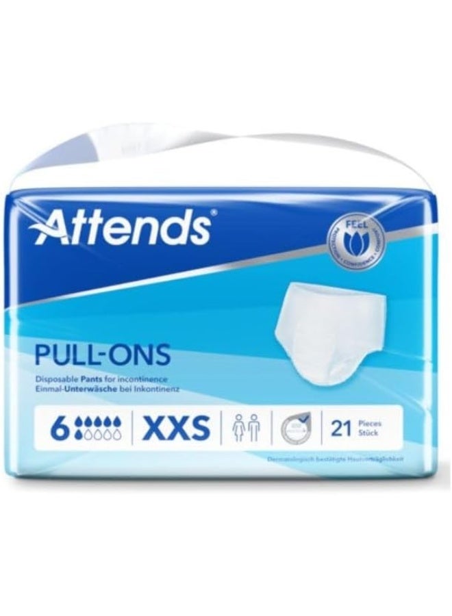 Attends Pull-Ons 6 Xxs Disposable Pants For Incontinence Pack Of 21