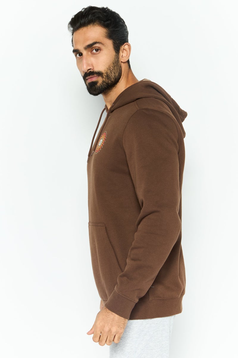 Hurley Men Sportswear Fit Long Sleeve Outdoor Hoodies, Chocolate  - Image 3