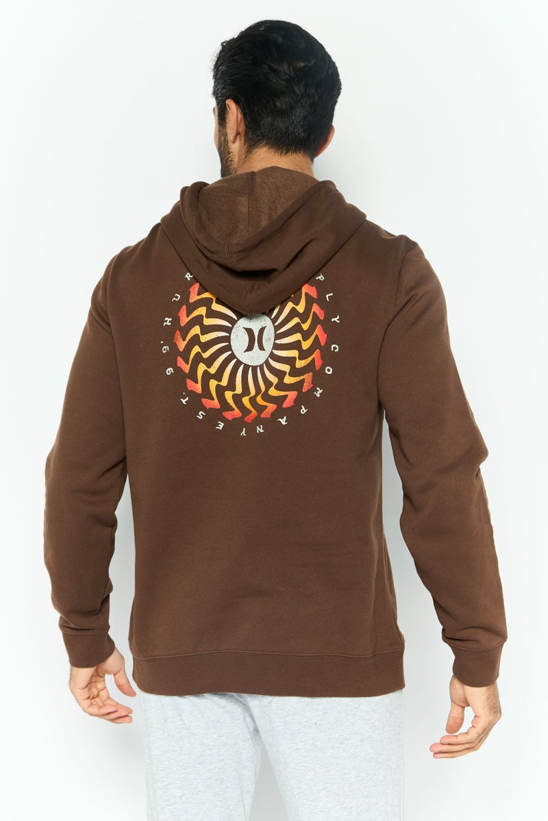 Hurley Men Sportswear Fit Long Sleeve Outdoor Hoodies, Chocolate  - Image 4
