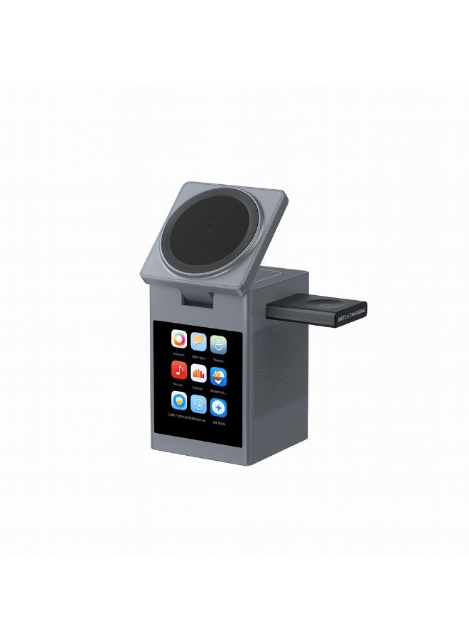 محطة شحن لاسلكية QI2 متعددة الوظائف 15 وات ، مكبر صوت بلوتوث 3 في 1 لجميع موديلات iPhone (MagSafe)، AirPods Pro، Apple Watch، Samsung Galaxy Ultra - Image 1