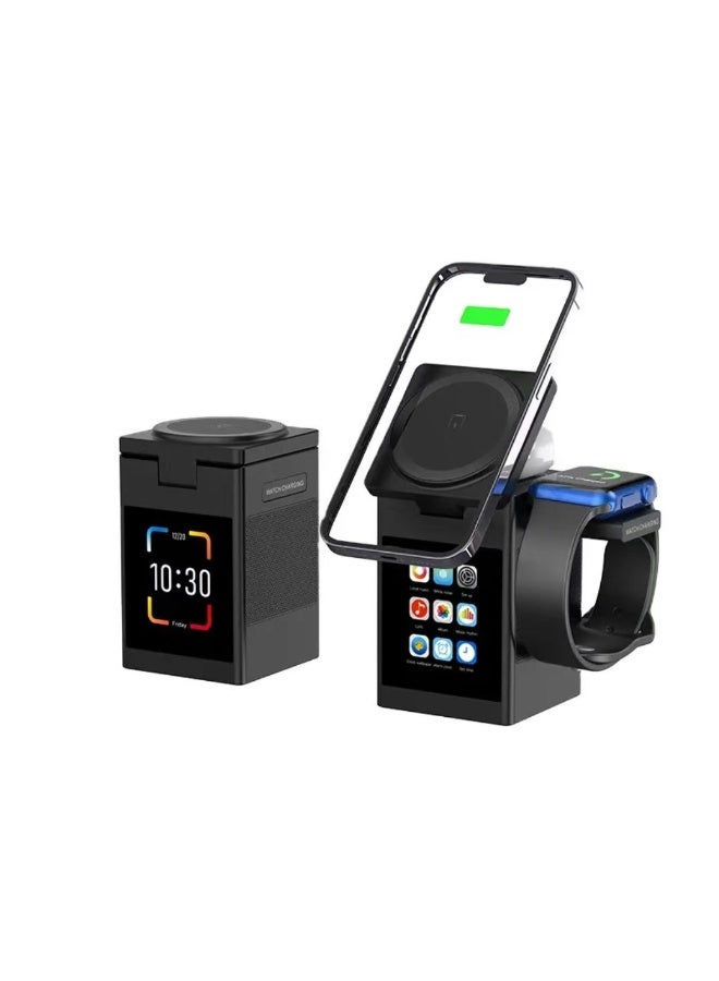 محطة شحن لاسلكية QI2 متعددة الوظائف 15 وات ، مكبر صوت بلوتوث 3 في 1 لجميع موديلات iPhone (MagSafe)، AirPods Pro، Apple Watch، Samsung Galaxy Ultra - Image 3