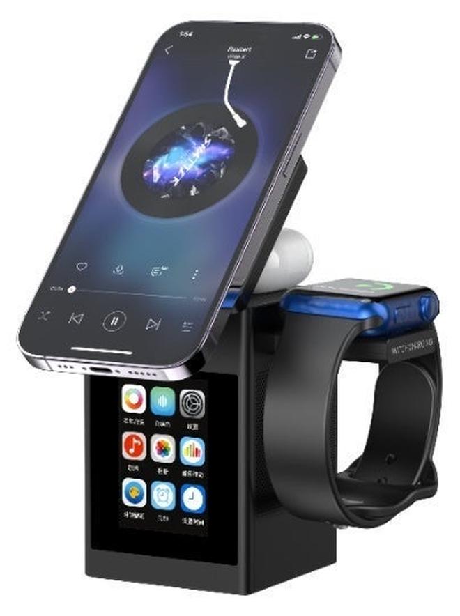 Wireless Charging Station QI2 Multifunctional,15W, 3-in-1 Bluetooth Speaker  for all iPhone, (MagSafe) models, AirPods Pro, Apple Watch, Samsung Galaxy Ultra, TF Card Slot 256 MB. - Image 1