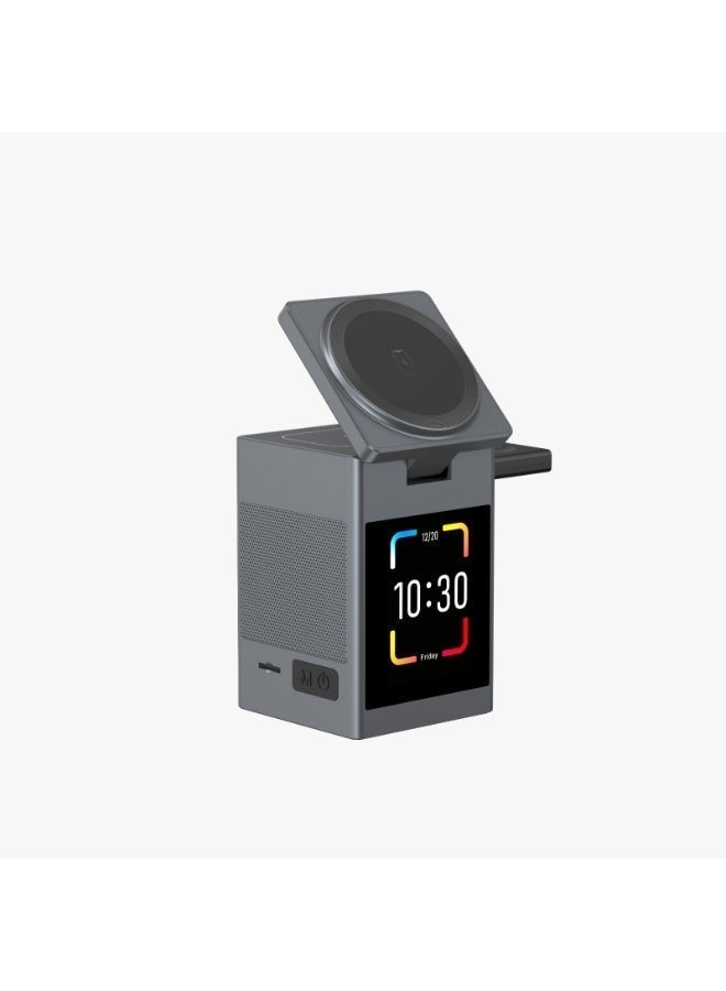 محطة شحن لاسلكي متعددة الوظائف 3في1 بتقنية QI2 ، بقوة 15 واط ، وسماعة بلوتوث لجميع موديلات آيفون (MagSafe) ، وسماعات AirPods Pro ، وساعة Apple Watch ، وسامسونج ألترا - Image 2