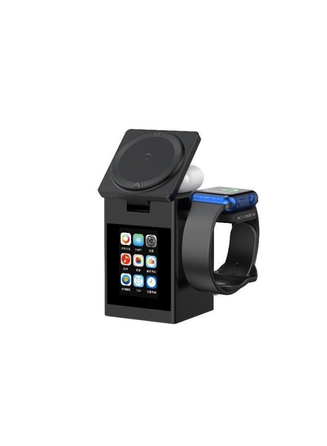 محطة شحن لاسلكي متعددة الوظائف 3في1 بتقنية QI2 ، بقوة 15 واط ، وسماعة بلوتوث لجميع موديلات آيفون (MagSafe) ، وسماعات AirPods Pro ، وساعة Apple Watch ، وسامسونج ألترا - Image 4