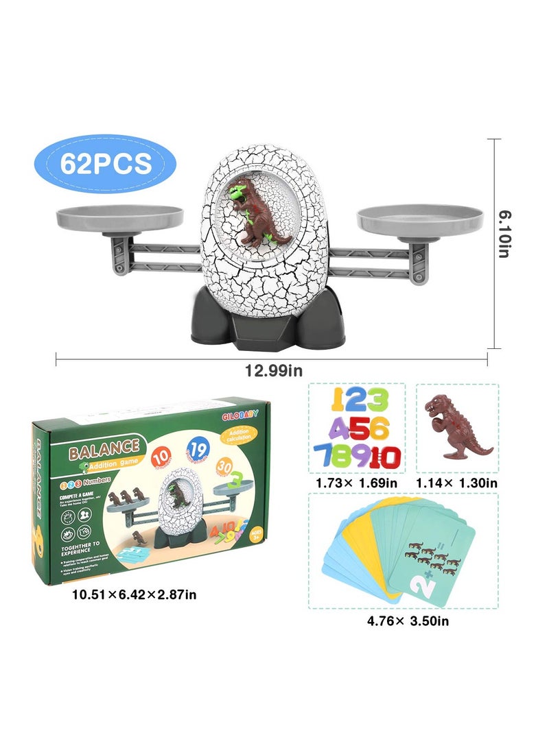 SYOSI لعبة توازن الرياضيات 62 قطعة، ألعاب ديناصورات كارتونية للأطفال، لعبة تعليمية STEM للعد للأولاد والبنات، هدية مثالية لعيد الميلاد للأطفال الصغار ومرحلة ما قبل المدرسة - Image 5