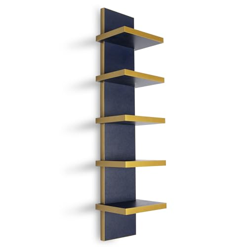Homaterial 5 Tier Wall Shelf Unit, Decorative Wall Mount Vertical Shelving,Modern Column Floating Shelves for Bedrooms, Bathrooms 5.5" x 7.2" x 31"(Blue) - Image 1