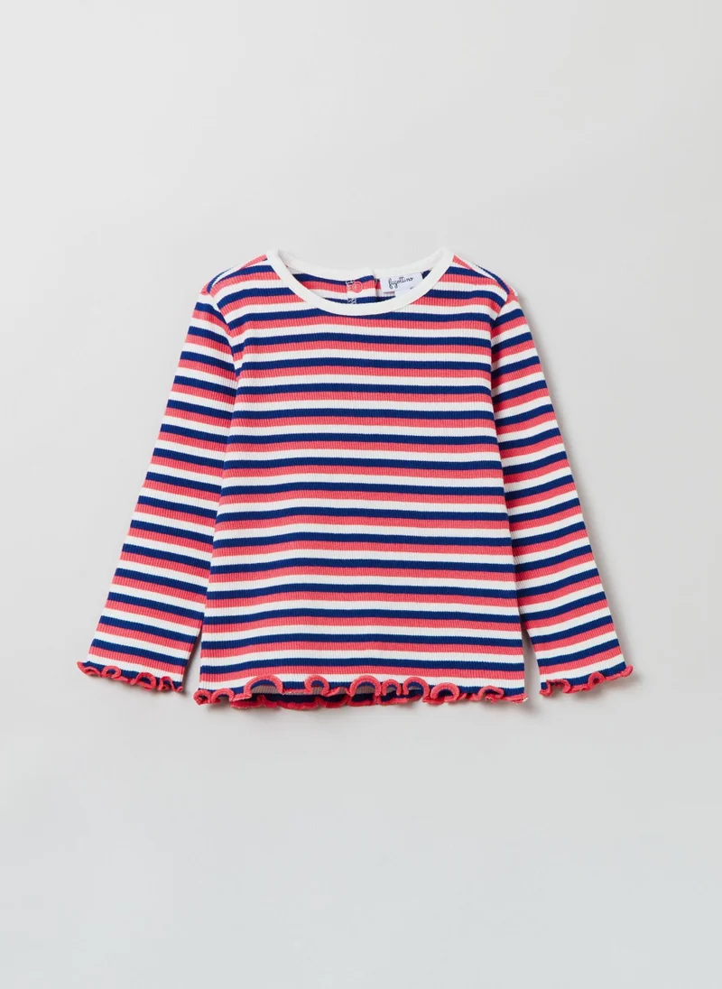 او في اس OVS Striped T Shirt With Long Sleeves